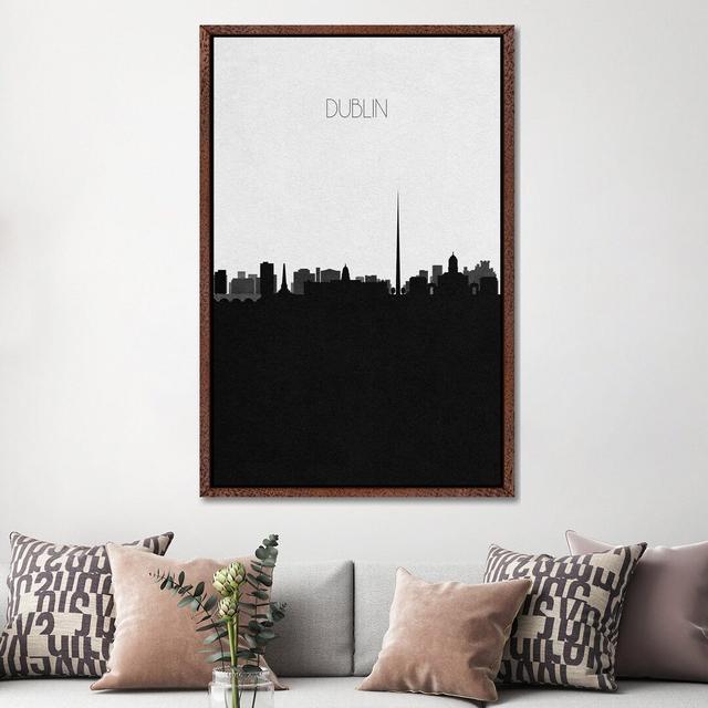 Dublin, Ireland City Skyline by Ayse Deniz Akerman - Graphic Art on Canvas iCanvas Size: 101.6cm H x 66.04cm W x 3.81cm D, Format: Brown Framed Canvas on Productcaster.