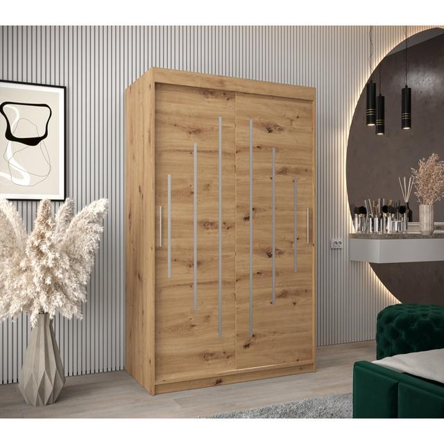 Abian 2 Door Sliding Wardrobe Latitude Run Finish: Artisan Oak/Black on Productcaster.