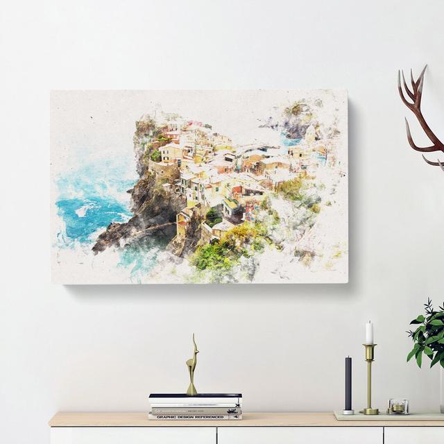 View Of Cinque Terre In Italy - Wrapped Canvas Print East Urban Home Size: 40cm H x 60cm W x 3cm D on Productcaster.