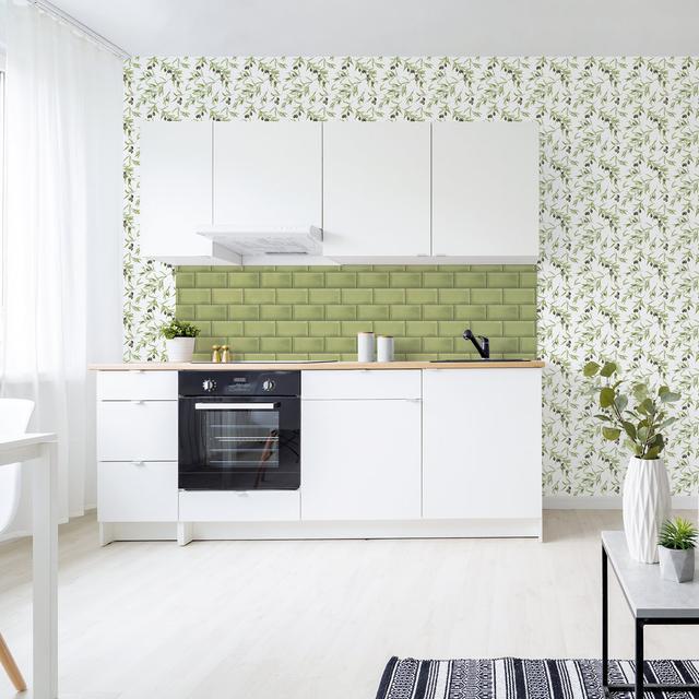 Labanna Metro Tile 10m X 53cm Wallpaper Roll 17 Stories Colour: Green on Productcaster.