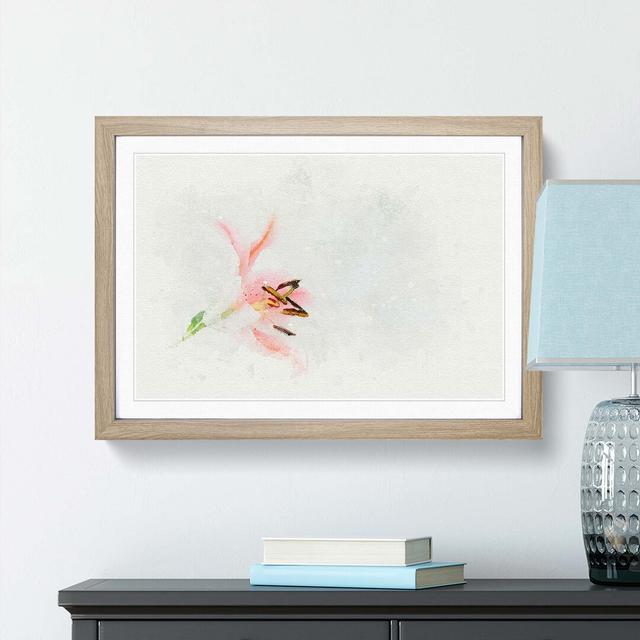 Portrait of a Pink Lily in Abstract - Picture Frame Graphic Art Print East Urban Home Size: 60cm H x 91cm W x 2cm D, Frame Option: Oak on Productcaster.