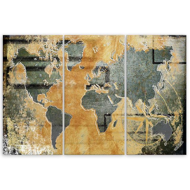 Canvas Print Retro World Map Williston Forge Size: 60cm H x 90cm W on Productcaster.