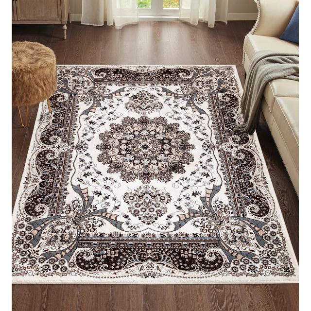 Dagobert Oriental Machine Woven Cream Area Rug Rosalind Wheeler Rug Size: Rectangle 60 x 110cm on Productcaster.