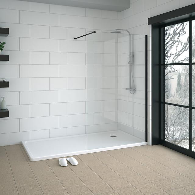 Cavalli 1950mm H with Glass Belfry Bathroom Finish: Black, Size Width: 140.5cm on Productcaster.