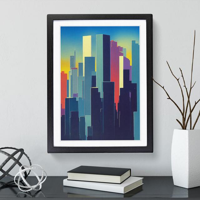 A Dreamlike City Skyline Abstract - Picture Frame Graphic Art 17 Stories Size: 34cm H x 25cm W x 2cm D, Frame Colour: Black on Productcaster.