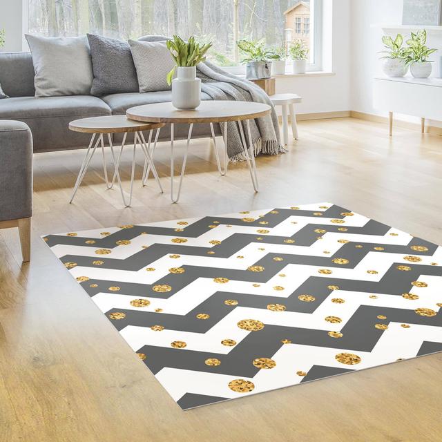 Square Gizell Chevron White/Black/Yellow Indoor / Outdoor Area Rug East Urban Home Rug Size: Square 100cm on Productcaster.