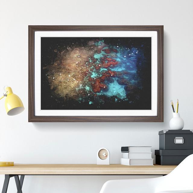 The Great Barrier Reef Coral Paint Splash - Picture Frame Graphic Art East Urban Home Size: 48cm H x 65cm W x 2cm D, Frame Option: Walnut Framed on Productcaster.