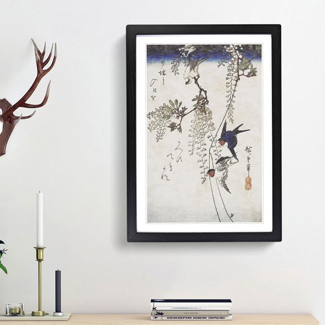 Swallows on a Wisteria Branch by Utagawa Hiroshige - Picture Frame Art Prints East Urban Home Size: 65cm H x 48cm W x 2cm D, Frame Option: Black Frame on Productcaster.