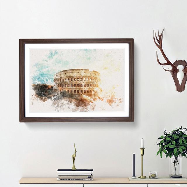 The Colisium in Rome Italy - Picture Frame Painting Print East Urban Home Size: 62cm H x 87cm W x 2cm D, Frame Option: Walnut Framed on Productcaster.