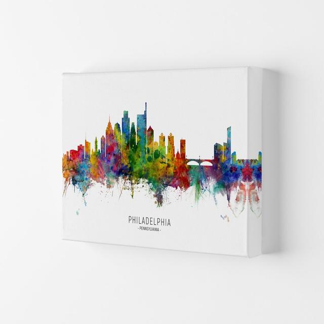 Philadelphia Pennsylvania Skyline by Michael Tompsett - Graphic Art Latitude Run Size: 29.7cm H x 42cm W x 4cm D, Format: Wrapped Canvas on Productcaster.