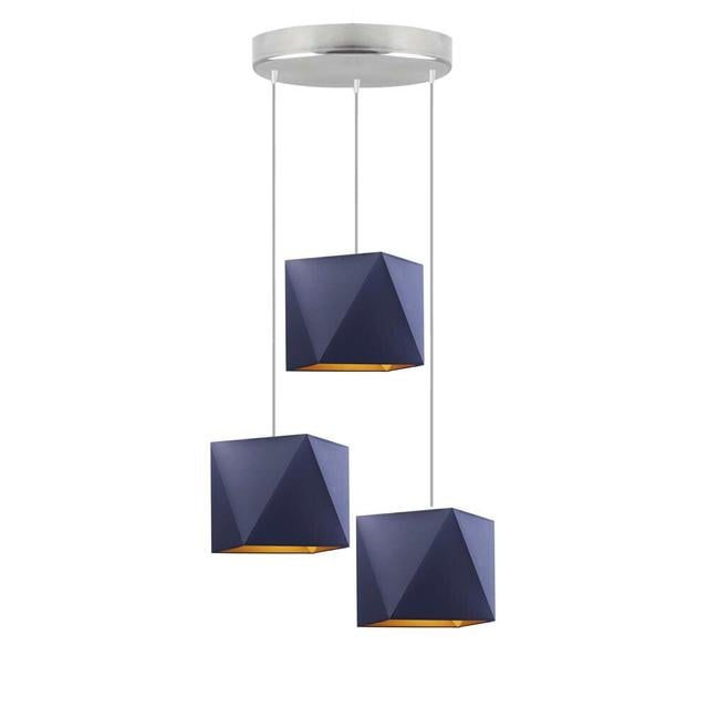 Cluster-Pendelleuchte 3-flammig Riaria Fairmont Park Schirmfarbe: Navyblau on Productcaster.