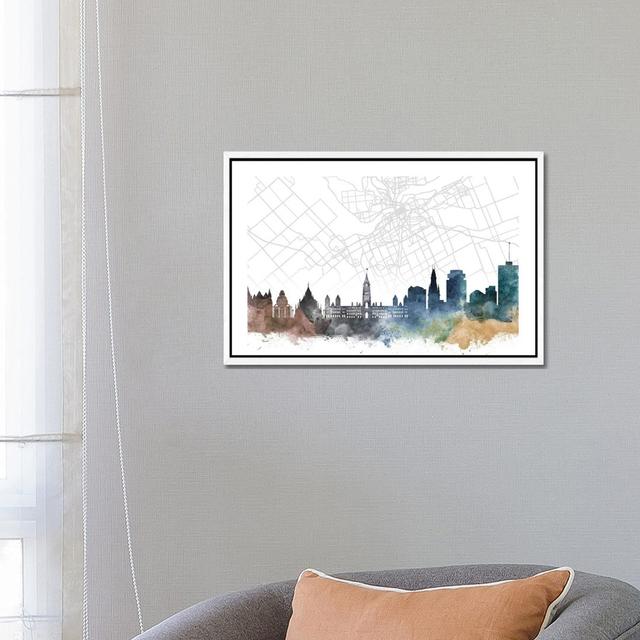 Ottawa Skyline City Map by WallDecorAddict - Gallery-Wrapped Canvas Giclée on Canvas Lark Manor Size: 45.72cm H x 66.04cm W x 3.81cm D, Format: White on Productcaster.