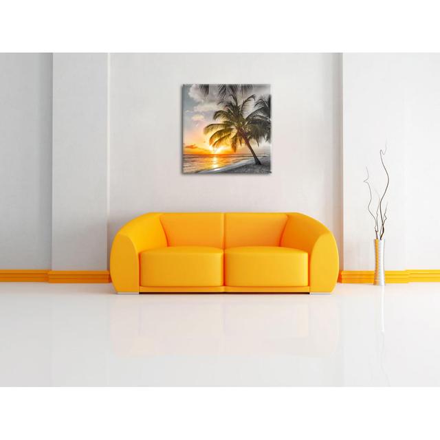 Leinwandbild Palm Trees at Sunset in Barbados Sansibar Home Größe: 60 cm H x 60 cm B x 1,8 cm T on Productcaster.