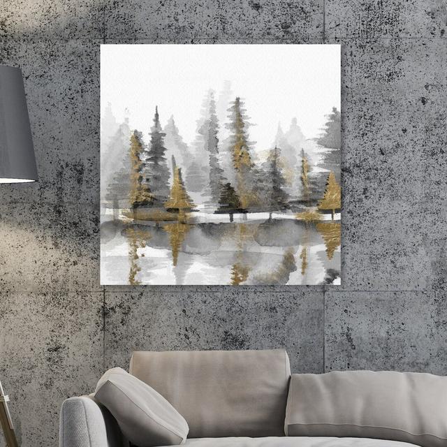 Golden Reflection - Wrapped Canvas Painting East Urban Home Size: 40.6 cm H x 40.6 cm W x 3.8 cm D on Productcaster.