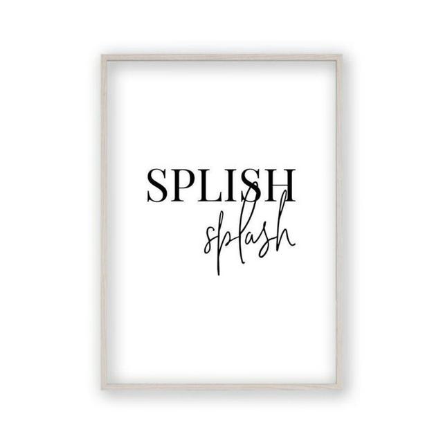 'Splish Splash' Textual Art East Urban Home Size: 31 cm H x 22 cm W, Format: White Oak Frame on Productcaster.