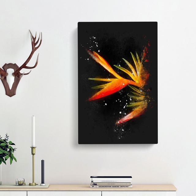 Orange & Red Bird of Paradise - Wrapped Canvas Painting Print East Urban Home Size: 60cm H x 40cm W x 3cm D on Productcaster.