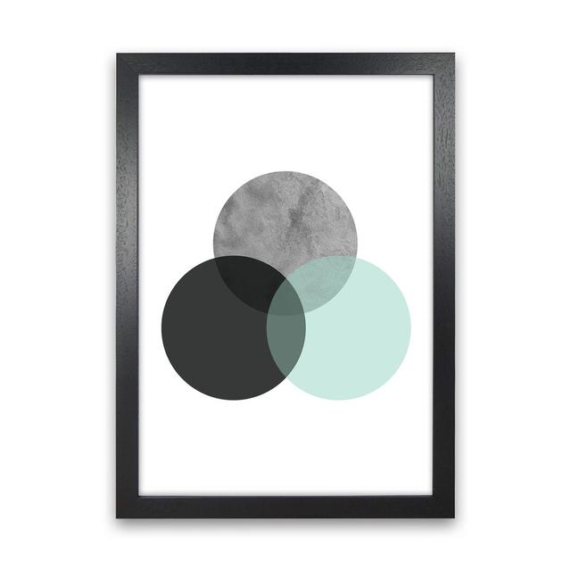 Geometric Mint And Black Circles by Pixy Paper - Print Corrigan Studio Size: 84cm H x 59.4cm W x 3cm D, Format: Black Framed on Productcaster.