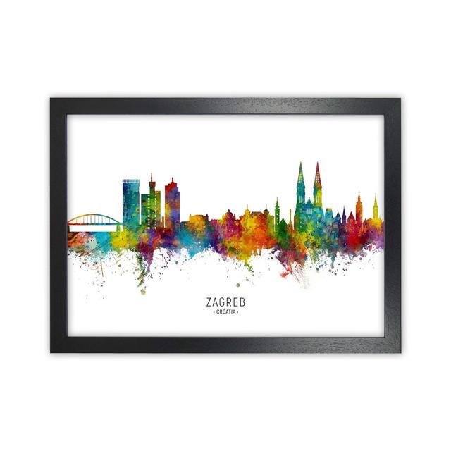 Zagreb Croatia Skyline by Michael Tompsett - Graphic Art Print Latitude Run Size: 25cm H x 34cm W x 3cm D, Format: Black Framed on Productcaster.