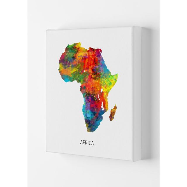 Africa Watercolour Map by Michael Tompsett - Print Latitude Run Format: Wrapped Canvas, Size: 42cm H x 29.7cm W x 4cm D on Productcaster.