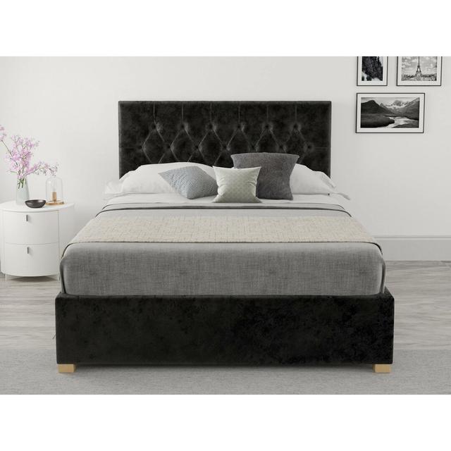 Swanley Upholstered Ottoman Bed Fernleaf Size: Single (3'), Colour: Black on Productcaster.