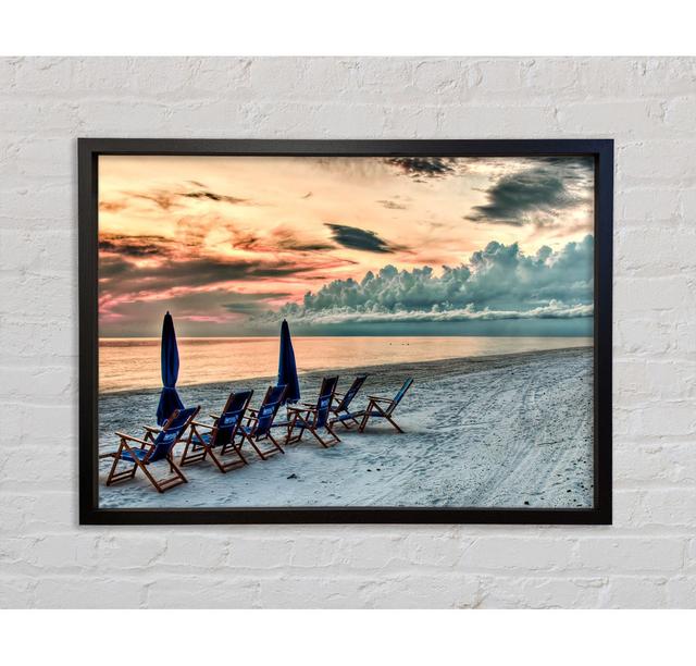 Seaside At Sunset Framed Print Highland Dunes Format: Black Framed Canvas, Size: 59.7cm H x 84.1cm W x 3.3cm D on Productcaster.