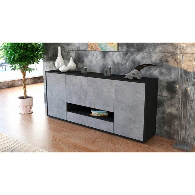 Florentine Sideboard Latitude Run Body/Front colour: Black/Concrete on Productcaster.