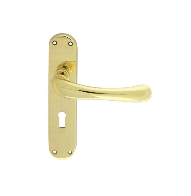 Ibra Lock Door Handle (Set of 2) Carlisle Brass Finish: Polished Brass on Productcaster.