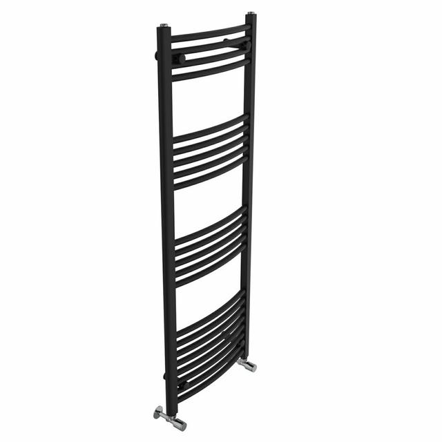 Cano Curved Heated Towel Rail Radiator Bathroom Ladder Warmer Belfry Heating Size: 140cm H x 50cm W x 5.2cm D, Finish: Black on Productcaster.