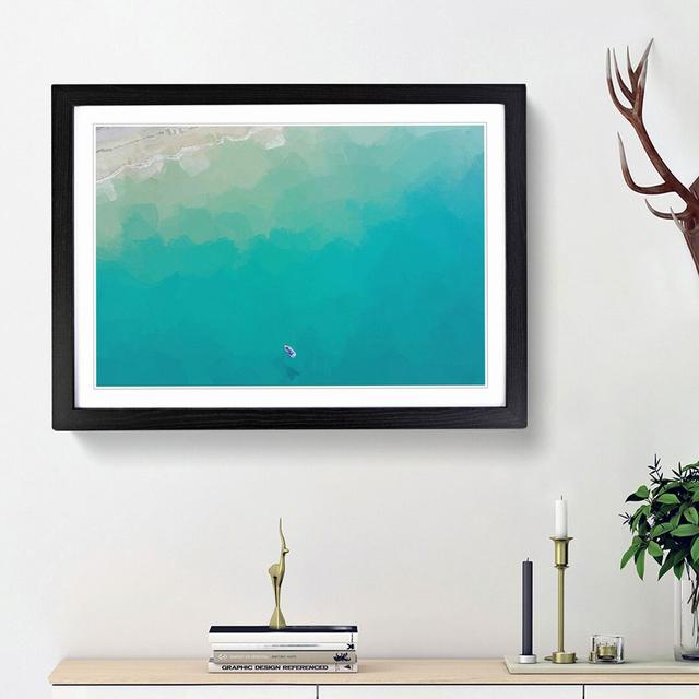 Boat in the Ocean in New Zealand in Abstract - Picture Frame Painting Print East Urban Home Frame Option: Black Framed, Size: 27cm H x 36cm W x 2cm D on Productcaster.