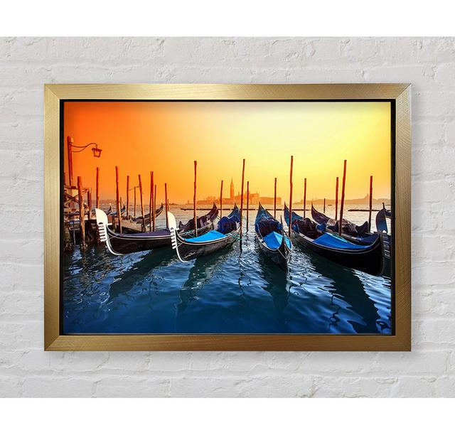 Gondola Line Up 6 - Print Longshore Tides Size: 59.7cm H x 84.1cm W x 3.4cm D, Format: Ventura Black Framed Paper on Productcaster.