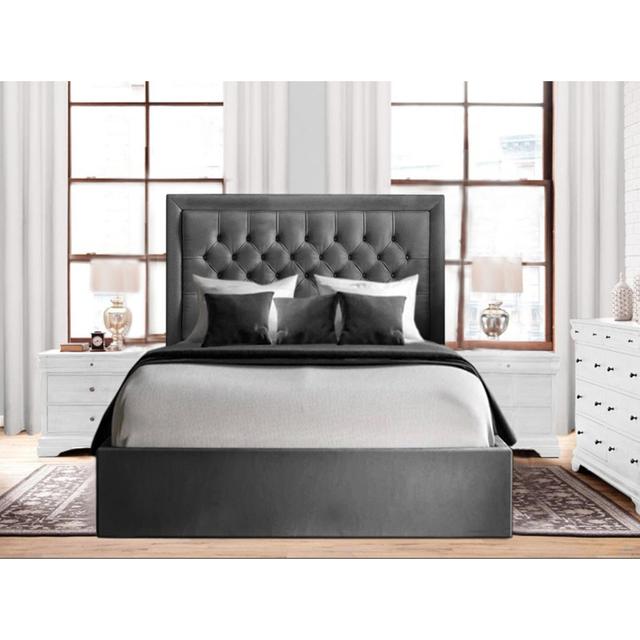 Merissa Upholstered Bed Frame Mercer41 Colour: Asphalt, Size: Kingsize (5') on Productcaster.