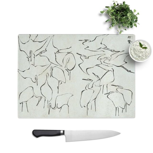 Tempered Glass Cranes Chopping Board East Urban Home Size: 28.5 cm W x 20 cm L on Productcaster.