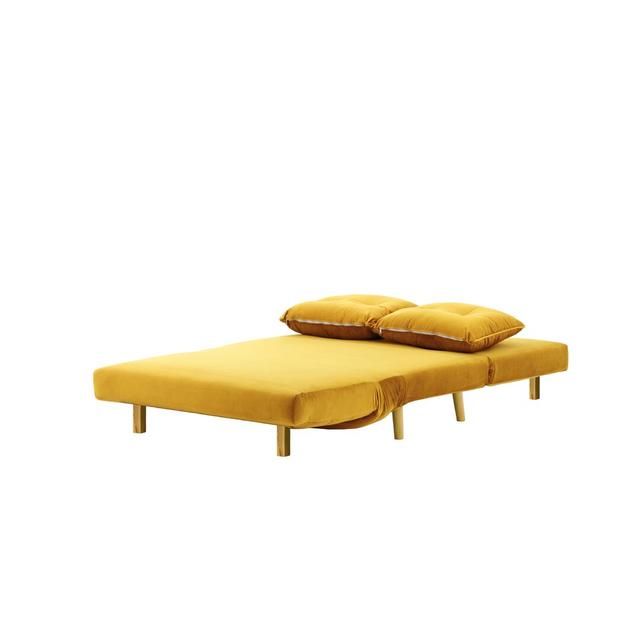 Clouser 2 Seater Upholstered Sleeper Hashtag Home Upholstery Colour: Mustard, Leg Colour: Light Oak on Productcaster.