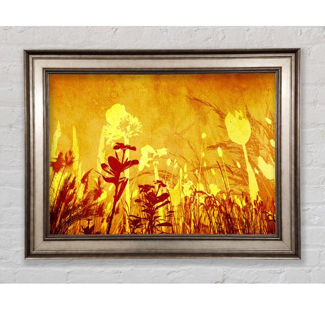 Golden Slash Flowers Framed Print Rosalind Wheeler Size: 84.1cm H x 142.2cm W x 8cm D, Format: Antique Silver Framed Paper on Productcaster.