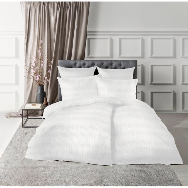 Duvet Cover Set Fleuresse Size: Double - 2 Pillowcases (80 x 80 cm), Colour: White on Productcaster.