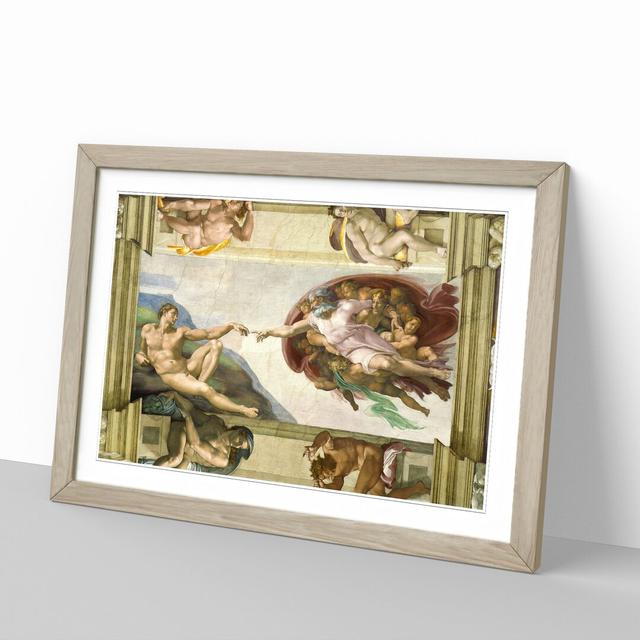 The Creation of Adam by Michelangelo - Picture Frame Painting on MDF East Urban Home Size: 48cm H x 65cm W x 2cm D, Frame Option: Oak Framed on Productcaster.