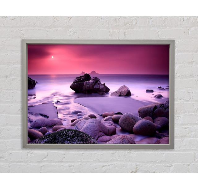 Lilac Beach Rocks - Single Picture Frame Art Prints on Canvas Bright Star Size: 100cm H x 141.4cm W x 3.3cm D on Productcaster.