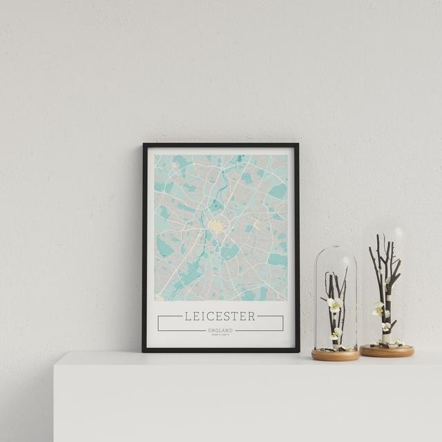 City Location Ordnance Map Blue Leicester by Vouvart - Picture Frame Graphic Art Williston Forge on Productcaster.