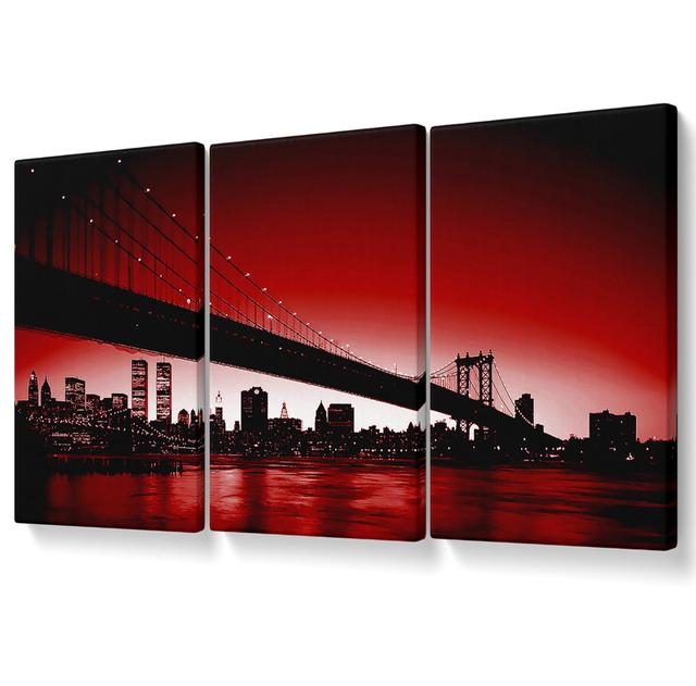 New York City Afar - 3 Piece Wrapped Canvas Graphic Art Brayden Studio Size: 81.3cm H x 163cm W on Productcaster.