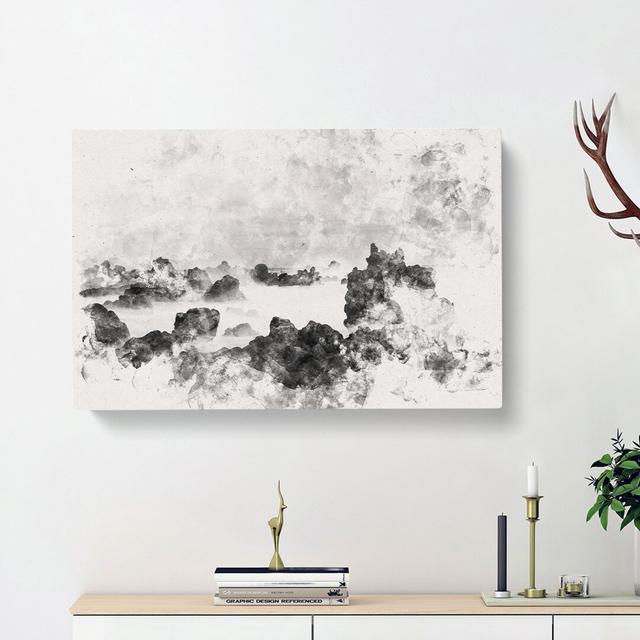 Waves Against The Rock - Wrapped Canvas Print East Urban Home Size: 60cm H x 91cm W x 3cm D on Productcaster.