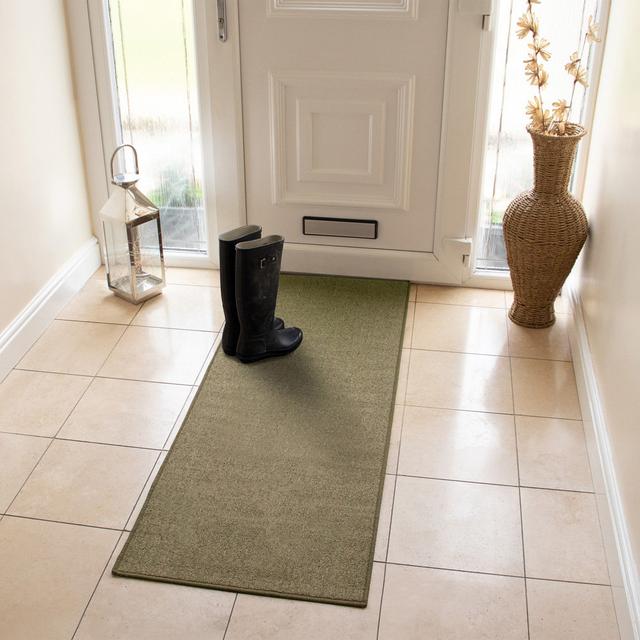 Non-Slip Indoor Door Mat JVL Mat Size: Rectangle W57 x L150 cm, Colour: Brown on Productcaster.