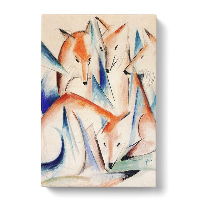 Group of Foxes by Franz Marc - Wrapped Canvas Painting East Urban Home Size: 60cm H x 40cm W x 3cm D on Productcaster.