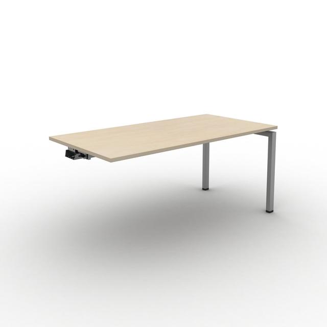 Grazian Desk shell Ebern Designs Size: 73cm H x 160cm W x 80cm D, Top Colour: Oak, Frame Colour: Silver on Productcaster.