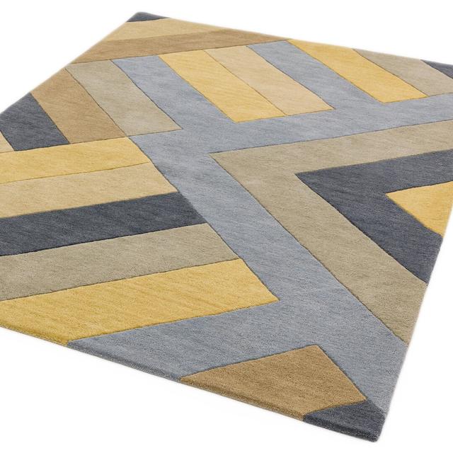 Handmade Tufted Rug made of Wool in Grey with Abstract Pattern by Hykkon, Rug Size: Rectangle 120 x 170cm on Productcaster.