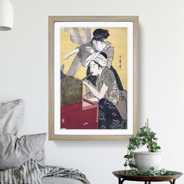 In the Kitchen by Kitagawa Utamaro - Picture Frame Art Print East Urban Home Size: 48cm H x 36cm W x 2cm D, Frame Option: Oak Framed on Productcaster.