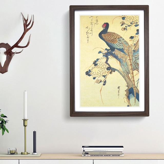 Pheasant & Chrysanthemums by Utagawa Hiroshige - Picture Frame Painting Print East Urban Home Frame Option: Walnut Framed, Size: 65cm H x 48cm W x 2cm on Productcaster.