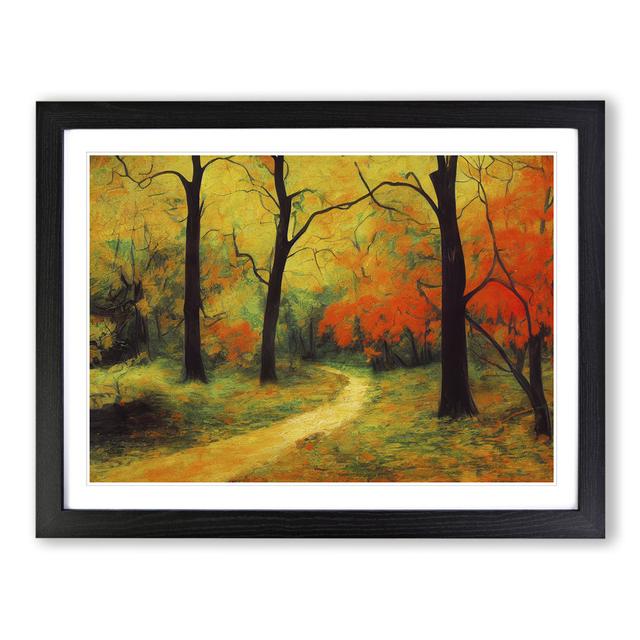 Epic Autumn Forest - Single Picture Frame Painting Marlow Home Co. Frame Colour: Black, Size: 46cm H x 64cm W x 2cm D on Productcaster.