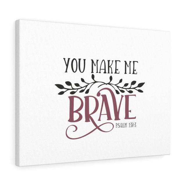 You Make Me Brave Psalm 138:3 - Wrapped Canvas Typography Blue Elephant on Productcaster.