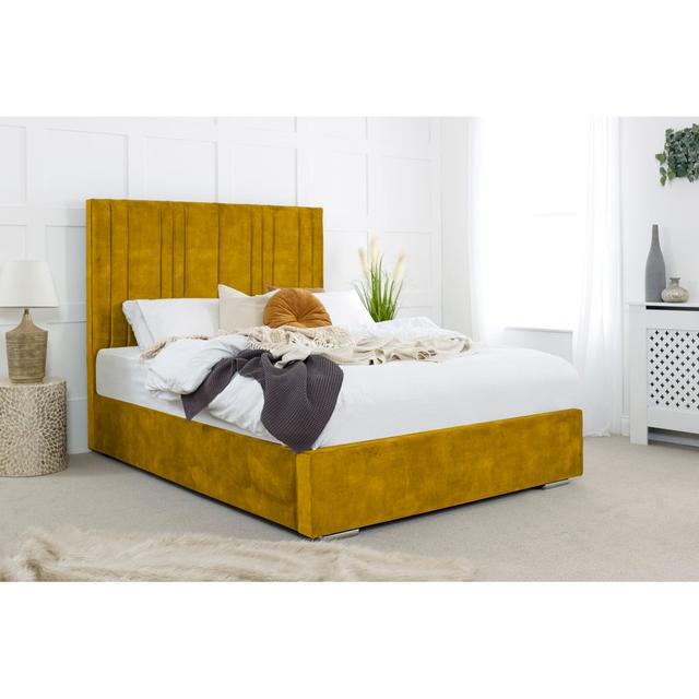 Akoowo Upholstered Bed Frame Canora Grey Colour: Mustard Gold, Size: Small Double (4') on Productcaster.