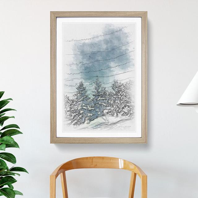 Winter Forest Vol.9 Sketch - Picture Frame Graphic Art East Urban Home Size: 90cm H x 65cm W x 2cm D, Frame Option: Oak on Productcaster.